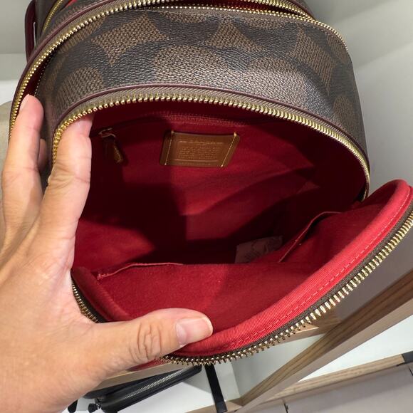 Coach Court Backpack In Signature Canvas CCK72 Walnut/True Red - Picture 6 of 11